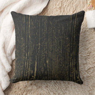 Coussin Élégant grain de bois d'or noir