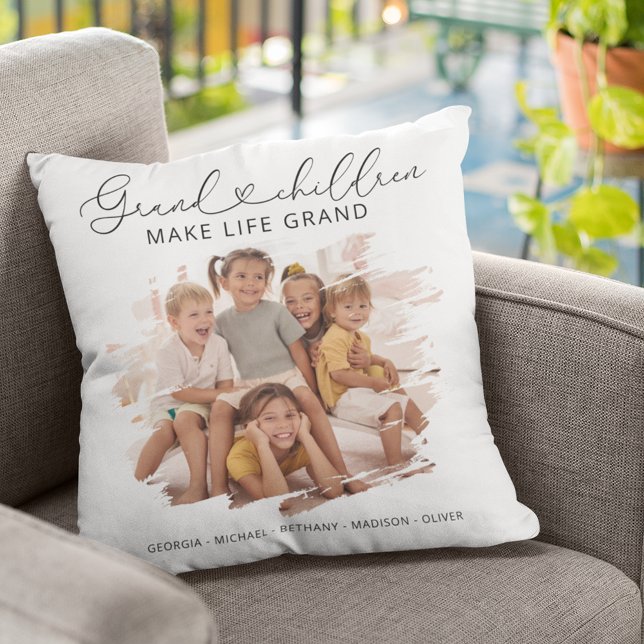 Coussin Elégant Grand-parents Grand-enfants Photo (Créateur téléchargé)