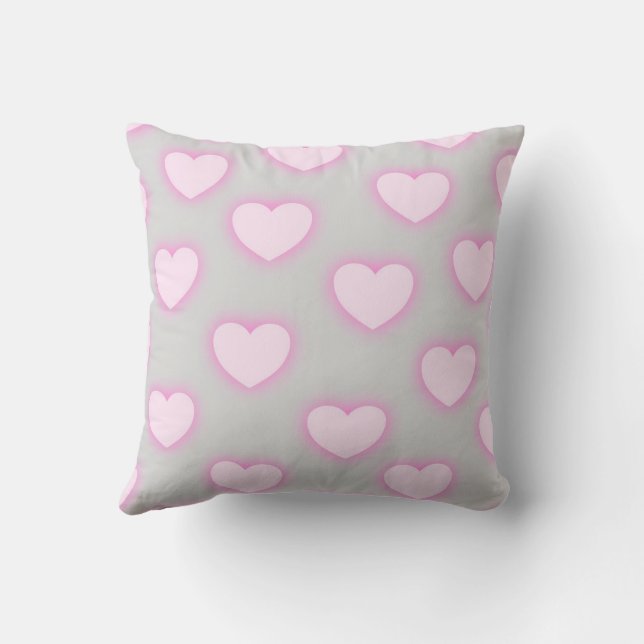 Coussin Élégant gris brillant moderne romantique chic cœur (Verso)