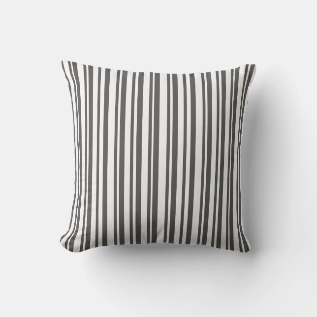 Coussin Élégant Gris et Blanc rayé d'accent lancer (Recto)