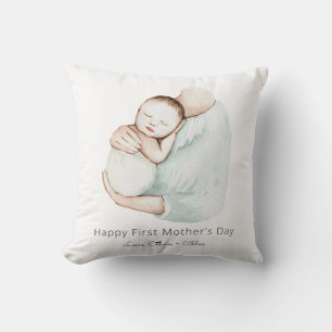 Coussin Elégant Happy First Mother's Day Mignonne Aquarell