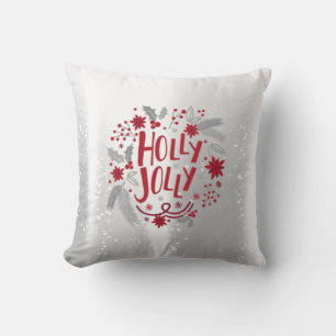 Coussin Élégant Holly Jolly Argenté Brillants