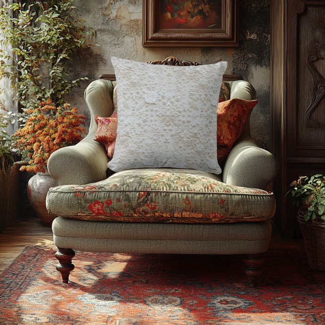 Coussin Élégant imprimé floral embouti - Faux brodé (Créateur téléchargé)