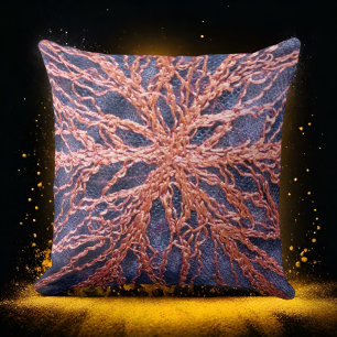 Coussin Elégant indigo orange brûlé surdimensionné broderi