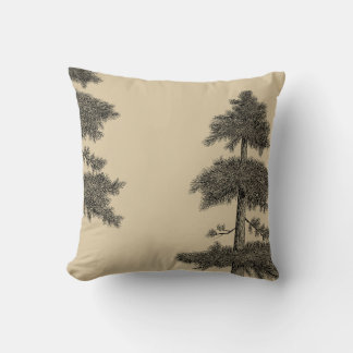 Coussin Elégant Japandi esthésique Noir, Tan, Arbre