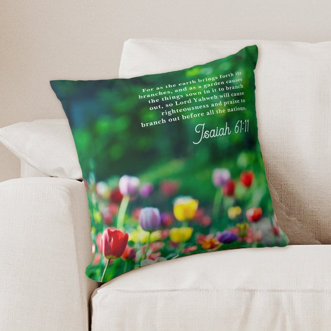 Coussin Élégant Jardin de Tulipe Bible Verse (Créateur téléchargé)