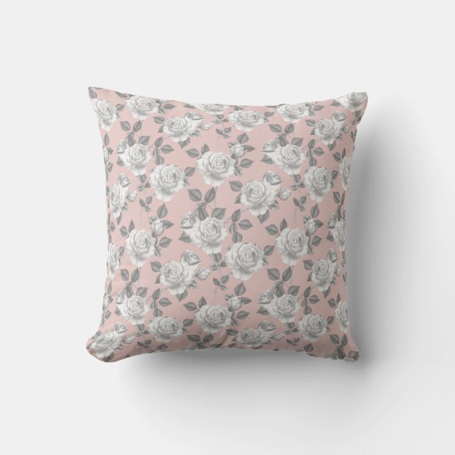 Coussin Elégant jardin Rose en rose (Recto)