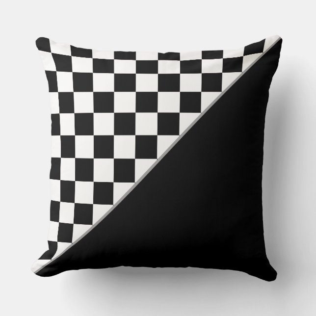 Coussin Élégant jeu d'échecs noir et blanc stylisé (Recto)