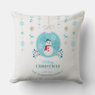 Coussin Élégant Joyeux bonhomme de neige de Noël