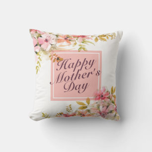 Coussin Elégant Joyeux Cadre Floral Fête des Mères   COUSS