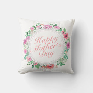 Coussin Elégant Joyeux Cadre Floral Fête des Mères   COUSS