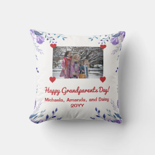 Coussin Elégant Joyeux Grand-Parents Jour Cute Photo Flora