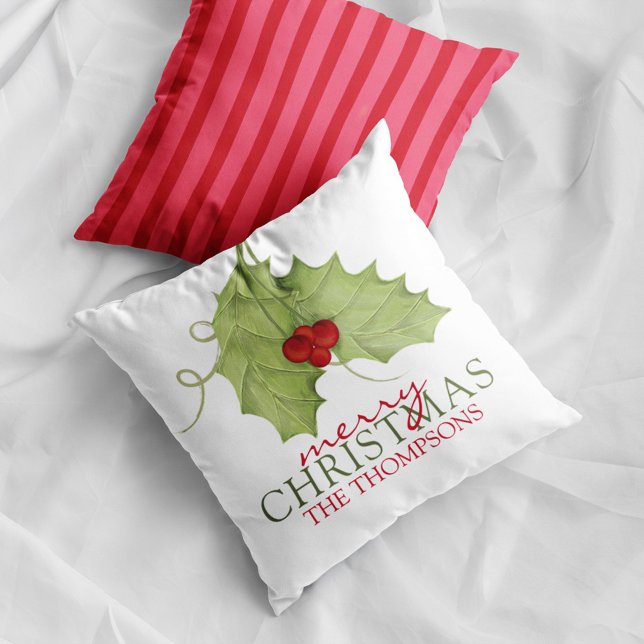 Coussin Elégant Joyeux Noël Botanique Vacances (Créateur téléchargé)