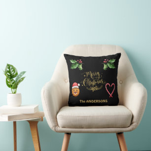 Coussin Élégant Joyeux Script de Noël Candy Funny Cookie