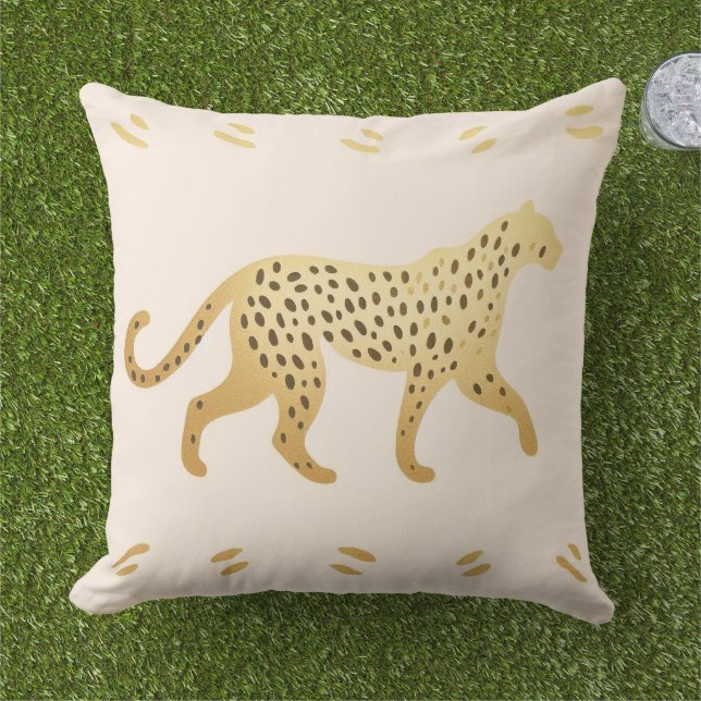 Coussin Elegant Jungle Pink and Gold Leopard  (Herbe)