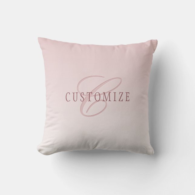 Coussin Élégant lettrage et monogramme | Rose Ombre (Recto)
