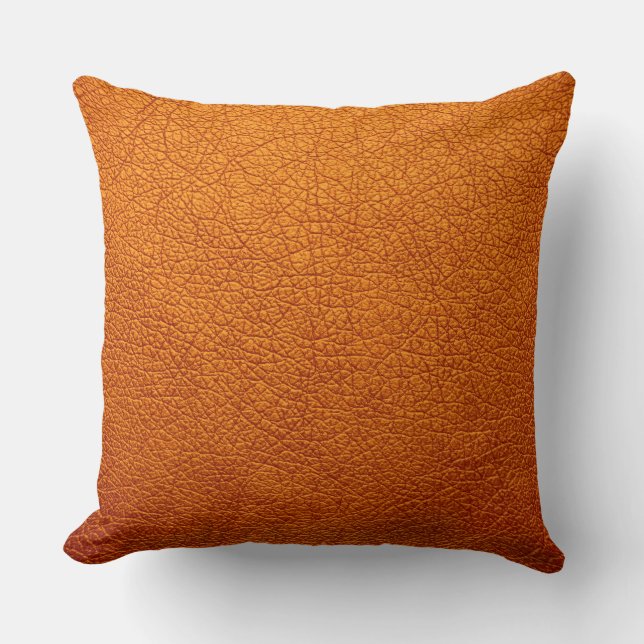 Coussin Elégant look Cuir Orange (Recto)