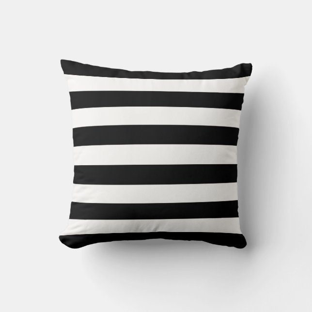 Coussin Elégant Luxe noir et blanc rayures motif (Recto)