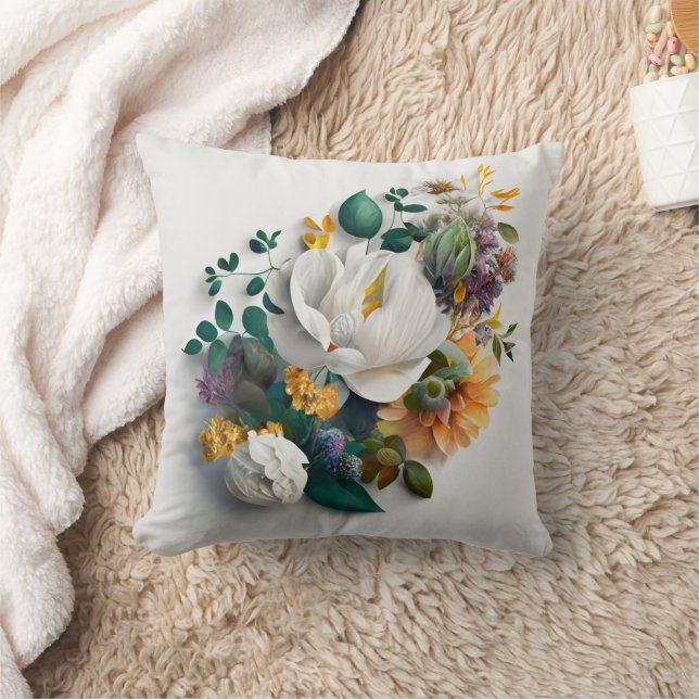 Coussin Élégant Magnolia | Vider le monogramme (Couverture)