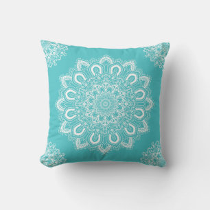 Coussin Elégant Mandala Aqua Turquoise Turquoise
