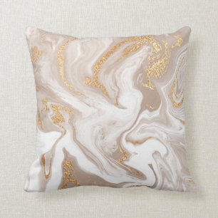 Coussin Elégant marbre beige liquide avec parties scintill