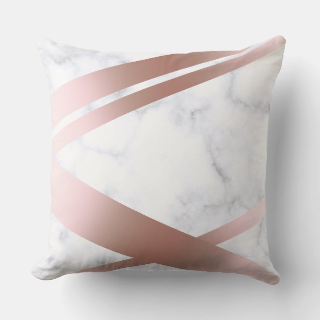 Coussin Élégant marbre blanc d'or rose à poutres (Recto)