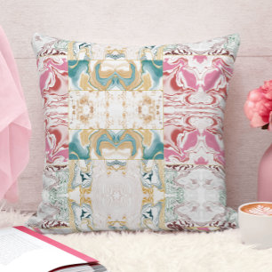 Coussin Elégant marbre bleu et rose or