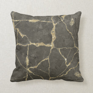 Coussin Élégant marbre gris mauve parties scintillant