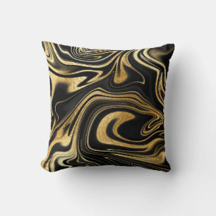 Coussin Élégant Marbre noir et or noir