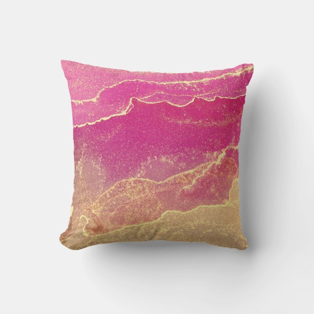 Coussin Élégant marbre rose et or (Recto)