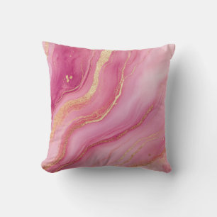 Coussin Élégant marbre rose et or