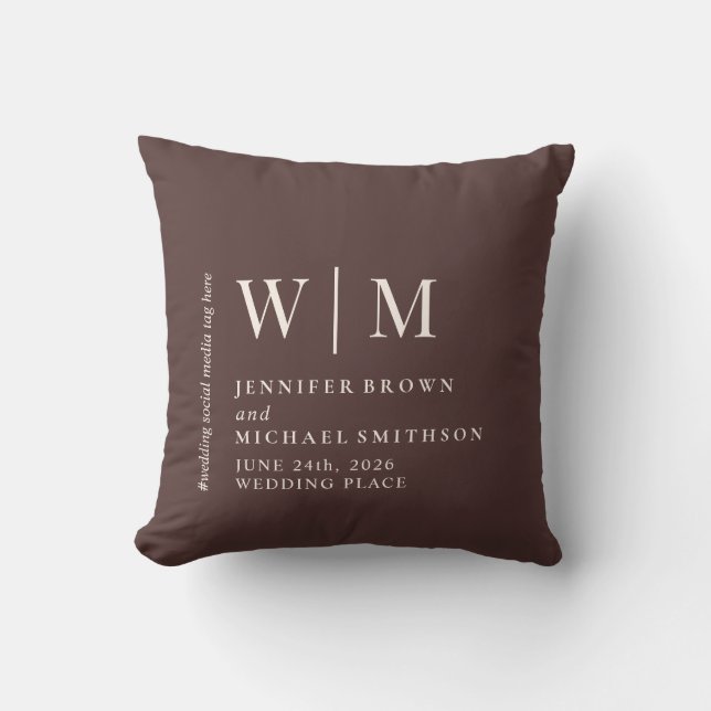 Coussin Élégant mariage événement formel marron beige choc (Recto)