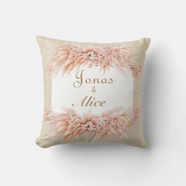 Coussin Elégant mariage gardien script couple floral (Recto)
