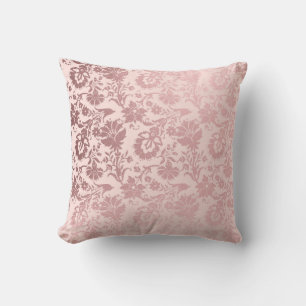 Coussin Élégant Métallo Blush Rose Décoratif Floral