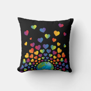 Coussin Élégant minimaliste coloré Rainbow Heart Design