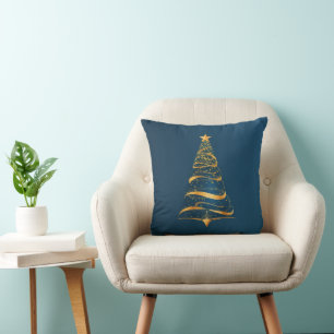 Coussin Elégant minimaliste or arbre Noël Salutation