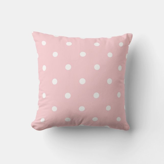 Coussin Élégant Modèle couleur rose pâle Pois blanc (Recto)