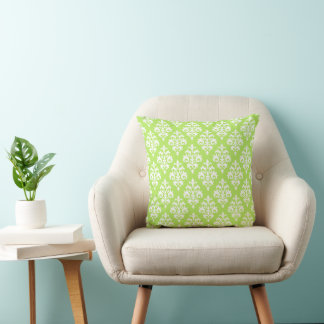 Coussin Élégant modèle de chaux vert et blanc Damas