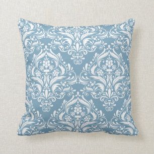 Coussin Elégant modèle de Damas bleu et blanc français