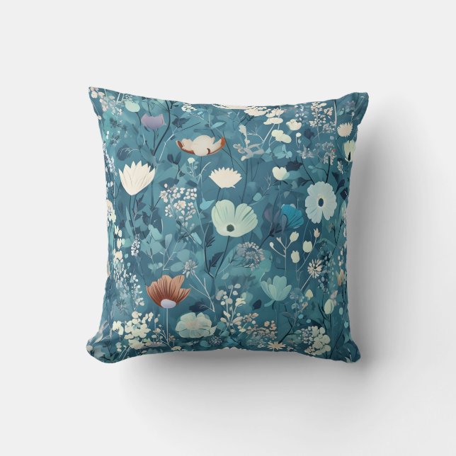 Coussin Élégant modèle floral bleu Jeu d'oreiller (Recto)