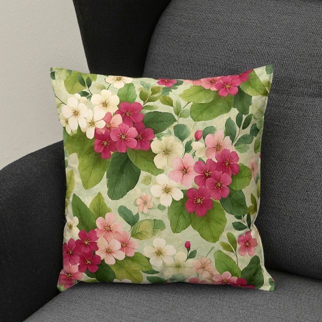 Coussin Elegant Modern Trendy Stylish Pink White Floral (Créateur téléchargé)