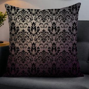 Coussin Elégant moderne dégradé Damask foncé violet Fade