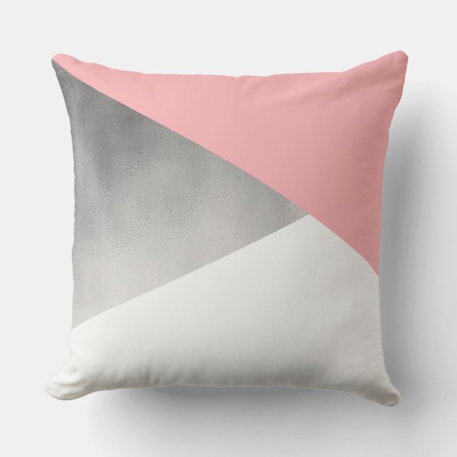 Coussin élégant moderne faux argent rose pâle (Recto)
