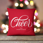 Coussin Élégant moderne Festive Rouge Script Cheer Noël<br><div class="desc">Cet oreiller moderne et élégant offre un script de calligraphie moderne qui dit "Cheer" et une typographie moderne sur un arrière - plan rouge festif. Les deux côtés du coussin sont identiques. Toutes les couleurs de cette conception sont personnalisables, il suffit de cliquer sur "modifier à l'aide de l'outil de...</div>