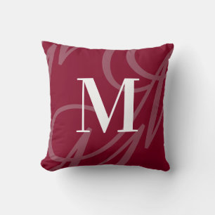 Coussin Élégant moderne Grand Monogramme Bourgogne Rouge
