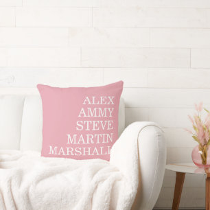 COUSSIN ÉLÉGANT MODERNE STYLÉ NOM PERSONNALISÉ ROSE PÂLE