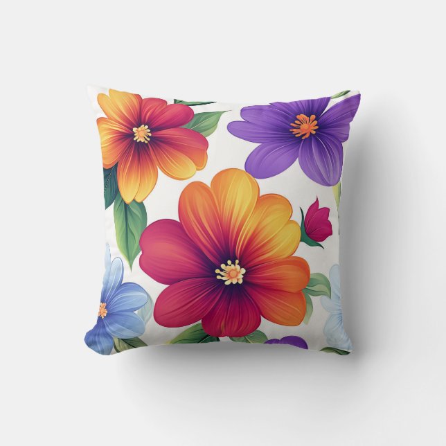 Coussin Élégant Moderne Tendance Élégant Rouge Orange Flor (Recto)