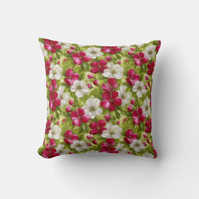 Coussin Élégant Moderne Tendanceux Élégant Rose Blanc Flor (Recto)