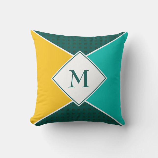 Coussin Élégant MONOGRAM Couleurs géométriques d'été (Recto)