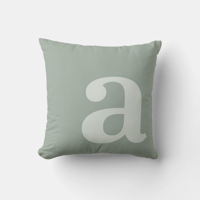 Coussin Elegant Monogram Sage Green Letter Initial (Recto)